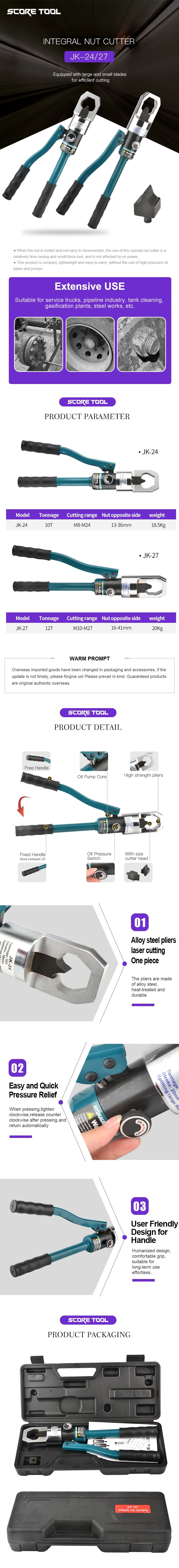 Jk-24 Manual Hydraulic Screw Cutting Tool Bolt Nut Breaker Cutter