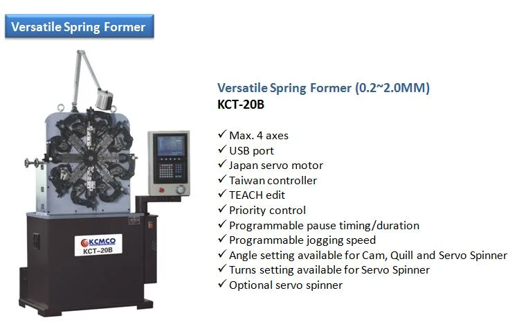 Custom Spring Coils & Torsion Spring Machine with Stainless Steel Hydraulic Bending Machine KCT-20B 3 Axis 2.0mm Spring Forming Machine