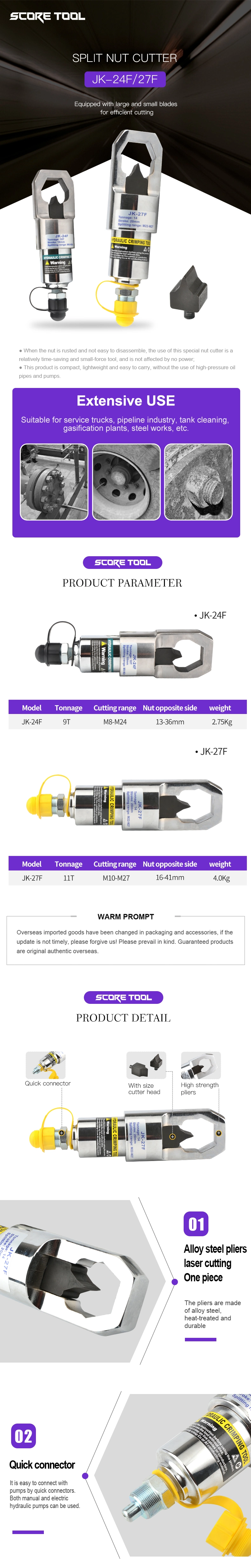 Jk-24f Manual Split Hydraulic Screw Cutting Tool Bolt Nut Breaker Cutter